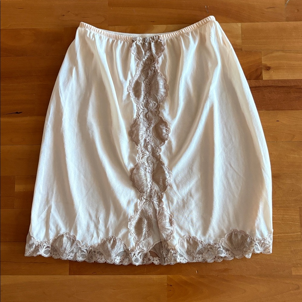 Vintage 1960's Emilio Pucci For Formfit Rogers Ivory Brown Lace Half Slip - Picture 3 of 9